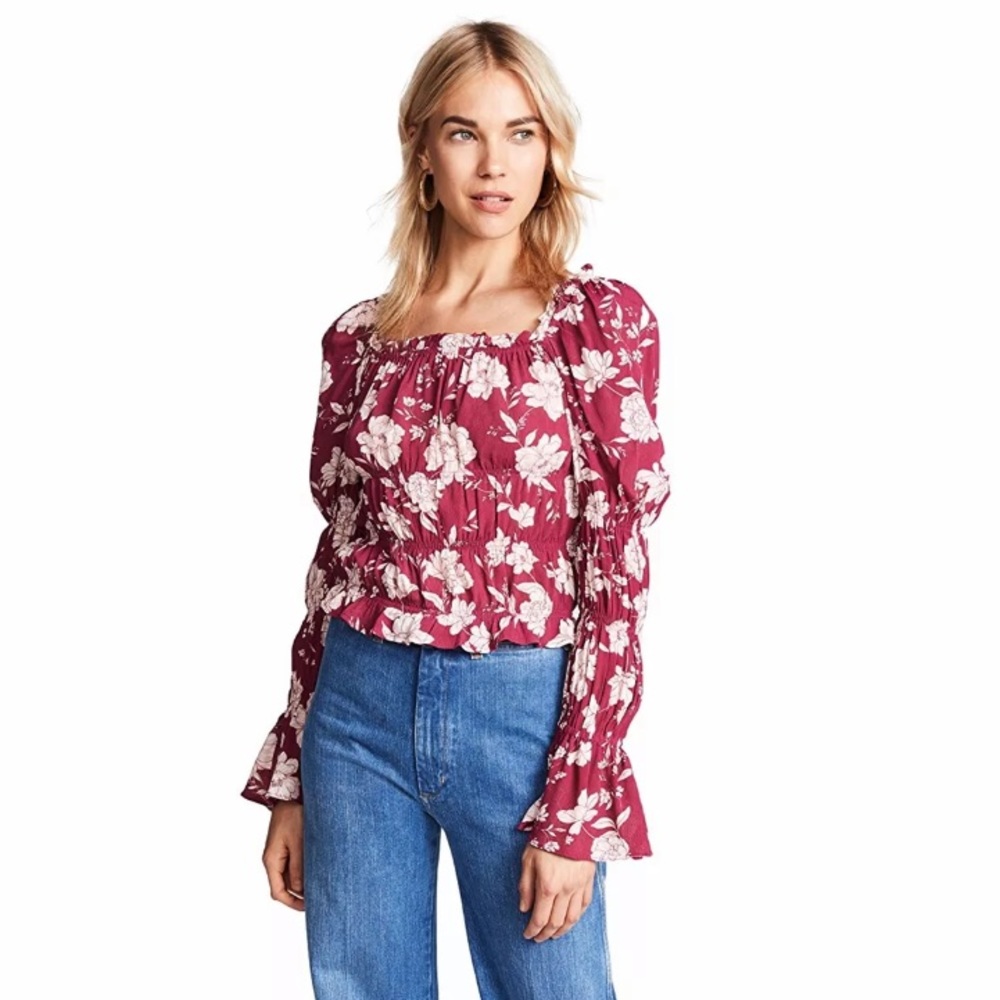 Rahi Women’s Red Floral Secret Love Smocked Top